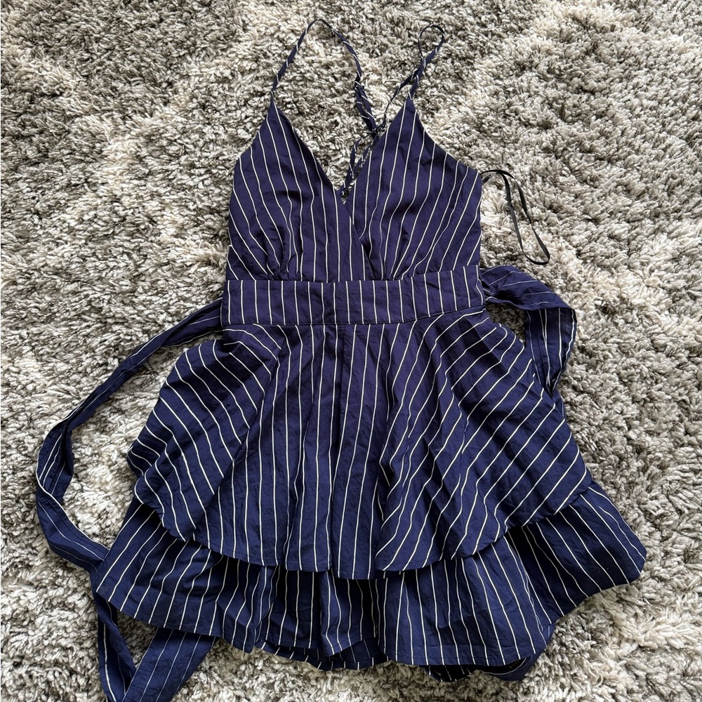 Navy Striped Romper